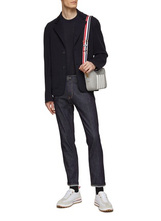 Figure View - Click To Enlarge - THOM BROWNE  - Striped Sleeve Trim T-Shirt