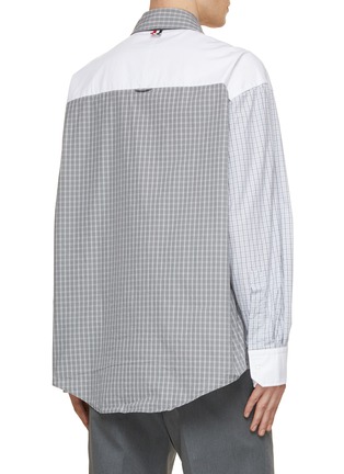 Back View - Click To Enlarge - THOM BROWNE  - Oversized Checkered Patchwork Oxford Shirt
