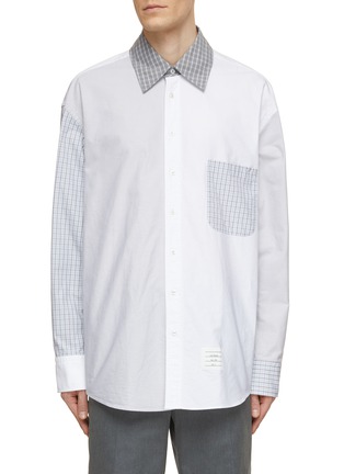Main View - Click To Enlarge - THOM BROWNE  - Oversized Checkered Patchwork Oxford Shirt