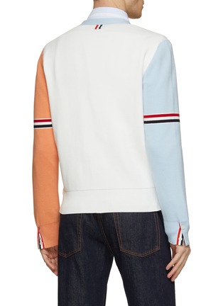 Back View - Click To Enlarge - THOM BROWNE  - Contrast Sleeve Cotton Cardigan