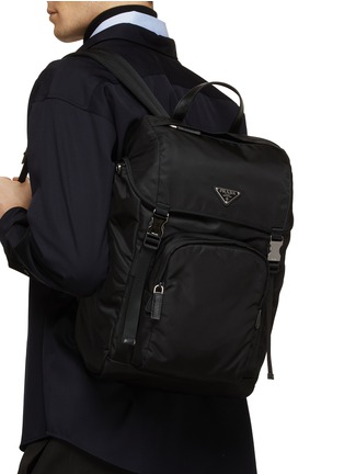 Figure View - Click To Enlarge - PRADA - Logo Plaque Buckle Backpack