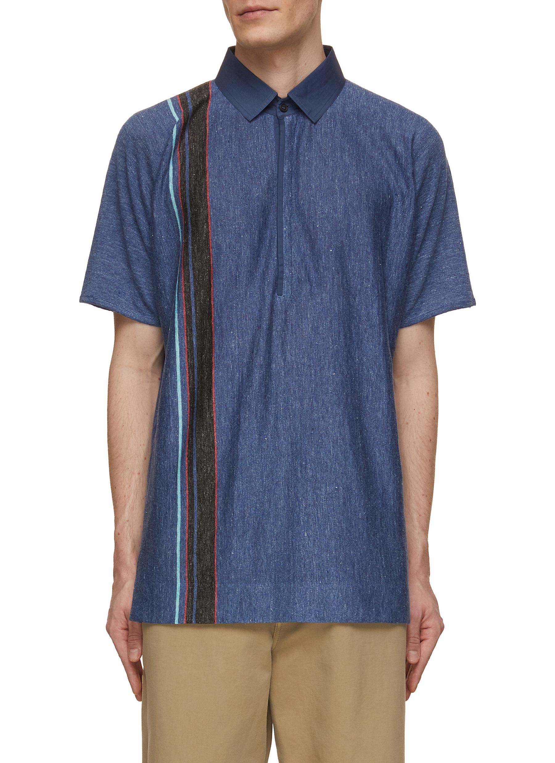 Eddie Striped Linen Polo Top