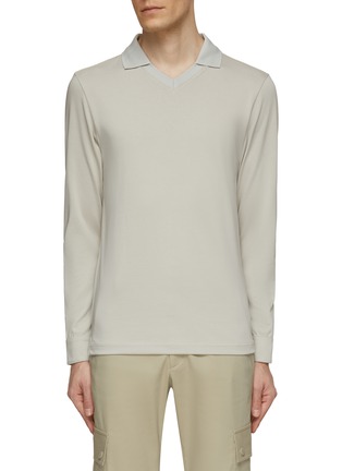 Main View - Click To Enlarge - GOSPHERES - Long Sleeve V-Neck Polo Shirt