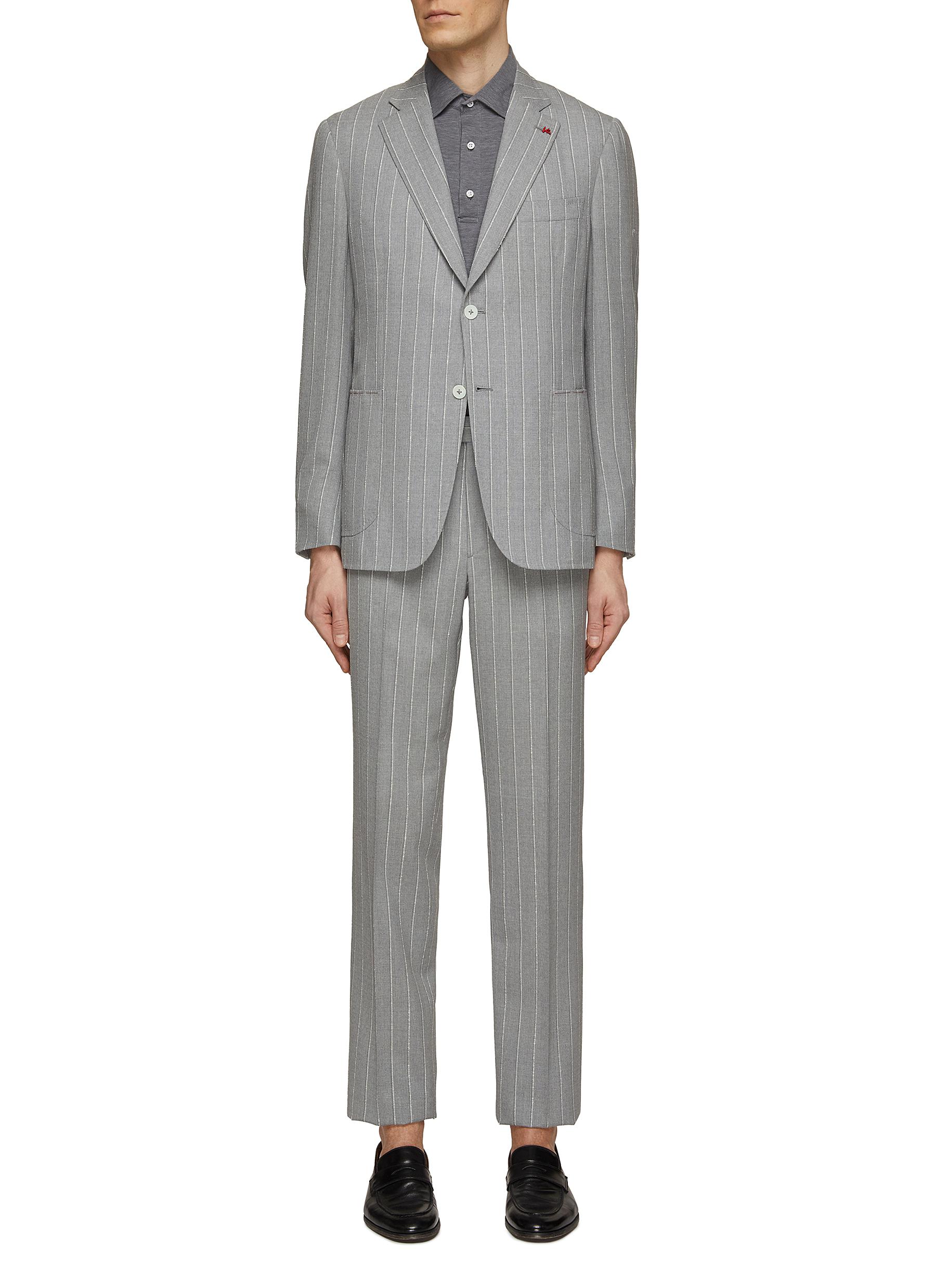 Single Breasted Stripe Wool Suit