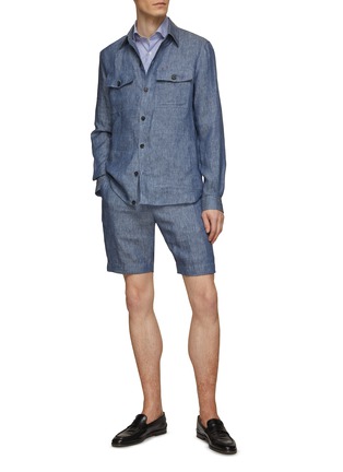 Figure View - Click To Enlarge - ISAIA - Linen Bermuda Shorts