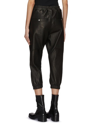 Back View - Click To Enlarge - RICK OWENS  - Drawstring Cropped Leather Track Pants