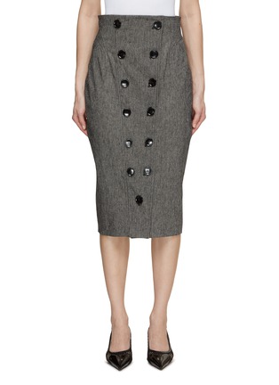 Front View - Click To Enlarge - ALAÏA - Buttoned Pencil Skirt