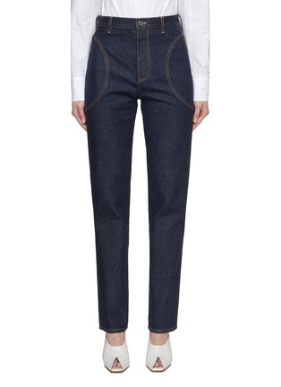 Front View - Click To Enlarge - ALAÏA - Round Stitch Denim Jeans