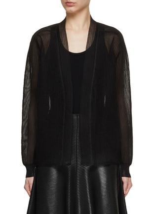 Front View - Click To Enlarge - ALAÏA - Sheer Stripes Cardigan