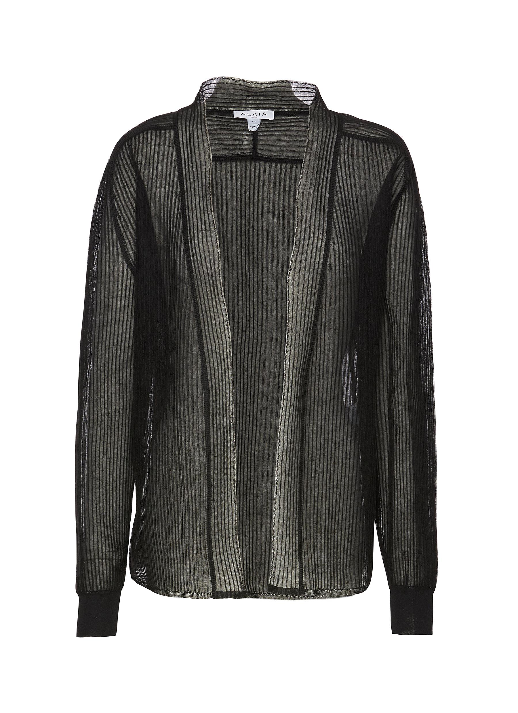ALAIA Sheer Stripes Cardigan Women Lane Crawford