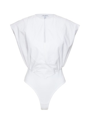 Main View - Click To Enlarge - ALAÏA - Cap Sleeve Poplin Bodysuit