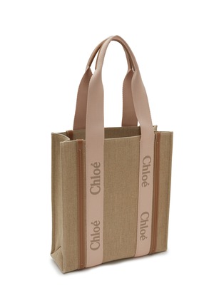 Detail View - Click To Enlarge - CHLOÉ - Small Woody Linen Canvas Tote Bag