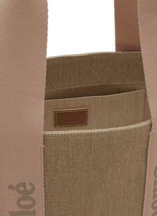 Detail View - Click To Enlarge - CHLOÉ - Small Woody Linen Canvas Tote Bag