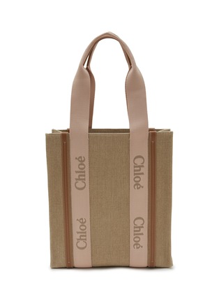 Main View - Click To Enlarge - CHLOÉ - Small Woody Linen Canvas Tote Bag