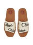 Detail View - Click To Enlarge - CHLOÉ - Woody Logo Linen Sildes