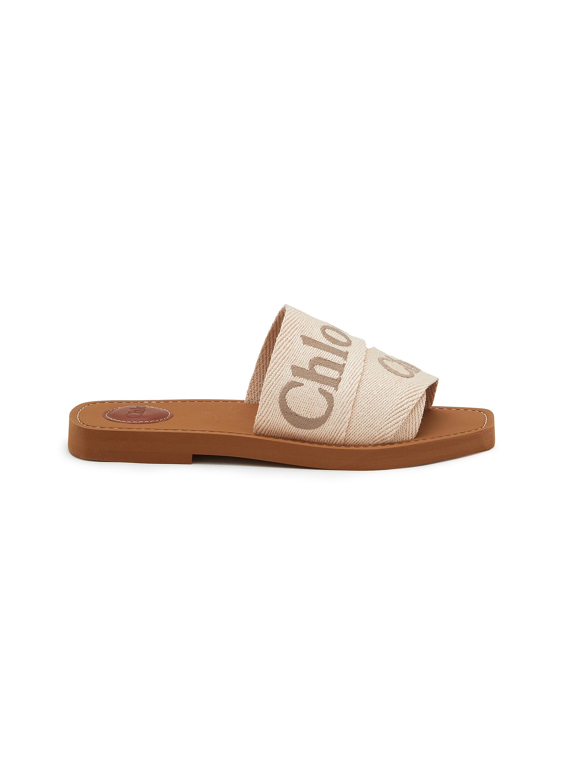CHLO Woody Linen Slides Women Lane Crawford