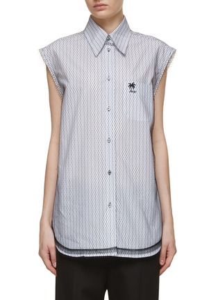 Main View - Click To Enlarge - N°21 - Mesh Overlay Striped Cotton Shirt