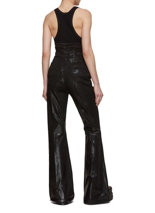 Back View - Click To Enlarge - RICK OWENS  - Bolan Waxed Denim Flared Jeans