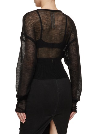 Back View - Click To Enlarge - RICK OWENS  - V-neck Sheer Wool Knit Top