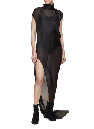 Figure View - Click To Enlarge - RICK OWENS  - Edfu Cap Sleeve Sheer Silk Maxi Dress