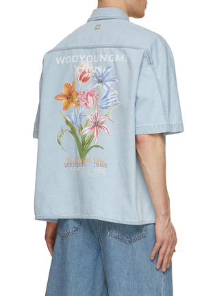 Back View - Click To Enlarge - WOOYOUNGMI - Floral Print Light Wash Denim Shirt