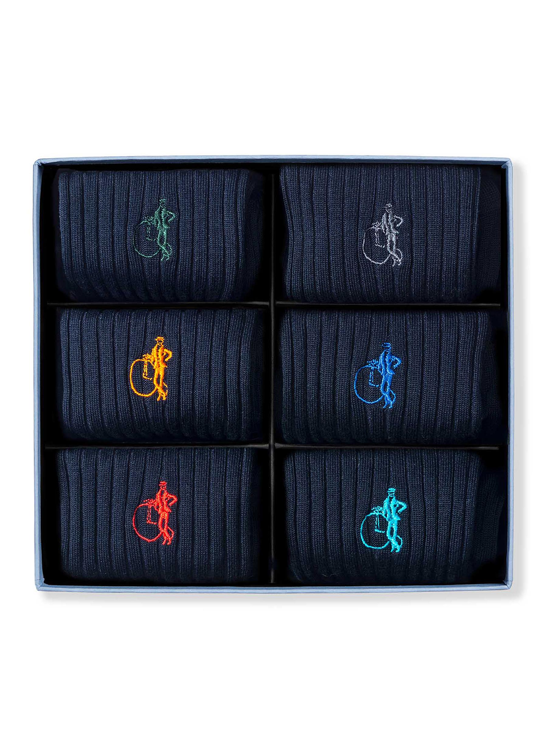 Simply Navy Socks Gift Box - Set of 6