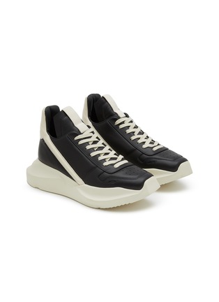 Detail View - Click To Enlarge - RICK OWENS  - Grained Leather High-top Sneakers