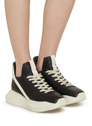 Figure View - Click To Enlarge - RICK OWENS  - Grained Leather High-top Sneakers