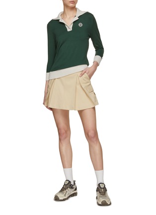Figure View - Click To Enlarge - SOUTHCAPE - Quarter Sleeve` Knit Polo Jumper