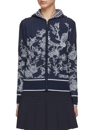 Main View - Click To Enlarge - SOUTHCAPE - Zip Up Nature Illustration Print Knit Jacket