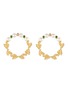 Main View - Click To Enlarge - CENTAURI LUCY - Neo Romantic Mistletoe Leaf Diamond Tsavorite Pearl 18K Yellow Gold Earrings