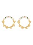 Main View - Click To Enlarge - CENTAURI LUCY - Neo Romantic Mistletoe Leaf Diamond Tsavorite Pearl 18K Yellow Gold Earrings