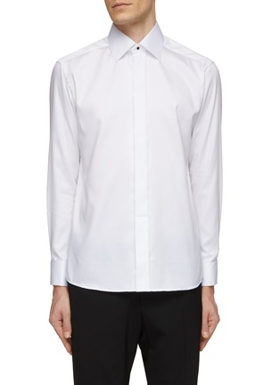 Main View - Click To Enlarge - ETON  - Spread Collar Slim Fit Dobby Evening Shirt
