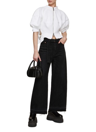 Figure View - Click To Enlarge - SACAI - Wide Leg Belted Denim Jeans