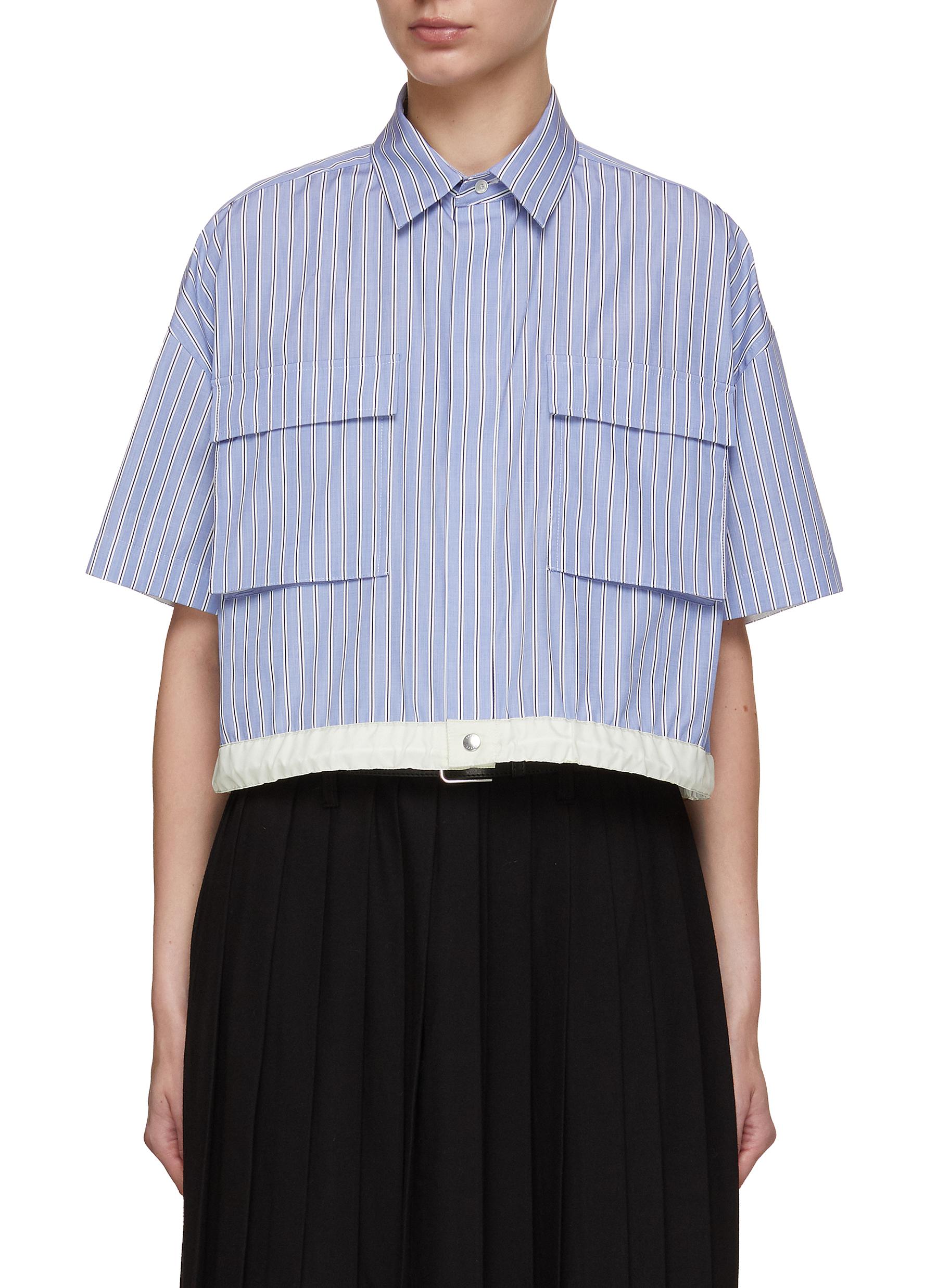 SACAI | x Thomas Mason Cropped Striped Shirt | Women | Lane Crawford