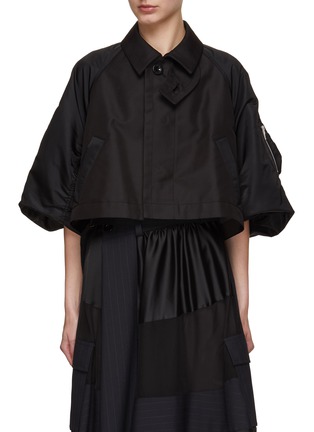 Main View - Click To Enlarge - SACAI - Puff Sleeve Hybrid Cropped Trench Coat