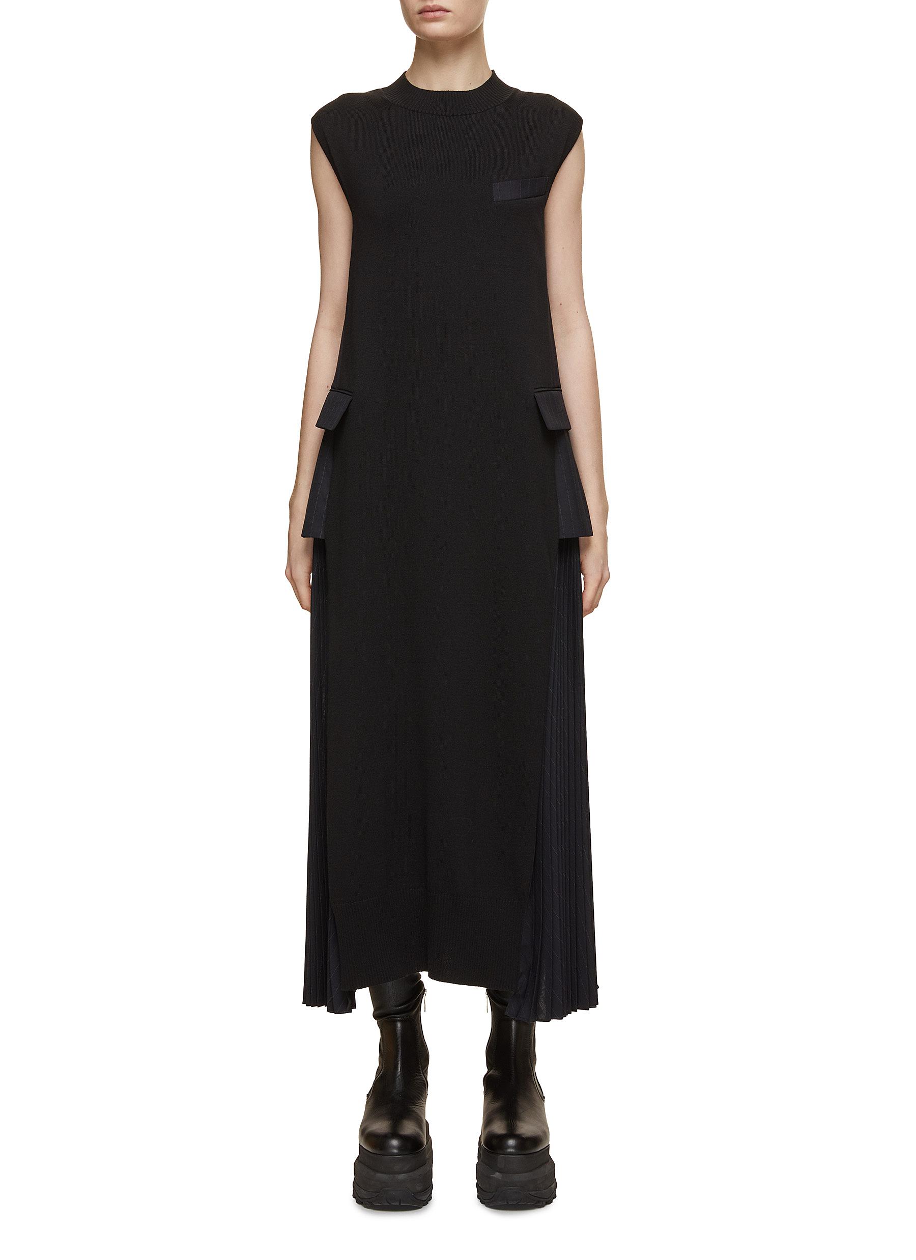 sacai Wool Knit x Chalk Stripe Dress - fawema.org