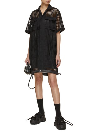 Figure View - Click To Enlarge - SACAI - Two Pocket Lace Shirt Dress
