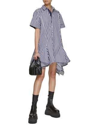 SACAI | x Thomas Mason Striped Peplum Hem Shirt Dress