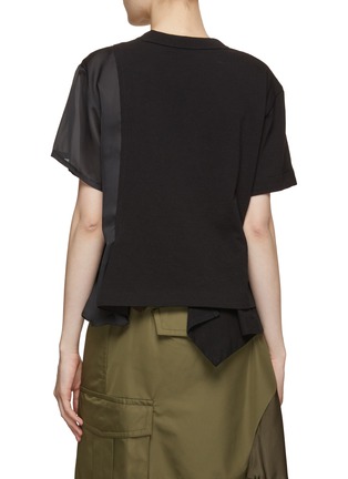 Back View - Click To Enlarge - SACAI - Asymmetrical Hem Satin Jersey Blend T-Shirt