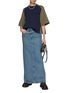 Figure View - Click To Enlarge - SACAI - Hybrid Knit Front Pleated Back Top
