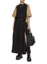 Figure View - Click To Enlarge - SACAI - Hybrid Knit Front Pleated Back Top