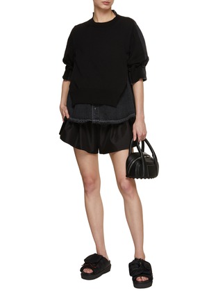 Figure View - Click To Enlarge - SACAI - Puff Sleeve Denim Knit Hybrid Top
