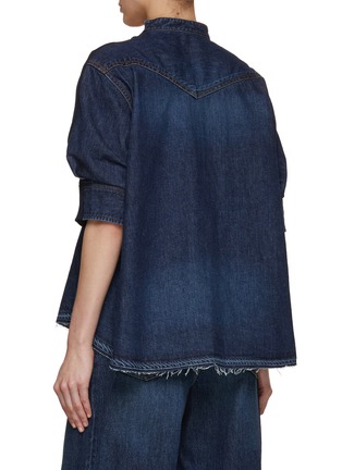 Back View - Click To Enlarge - SACAI - Puff Sleeve Denim Knit Hybrid Top