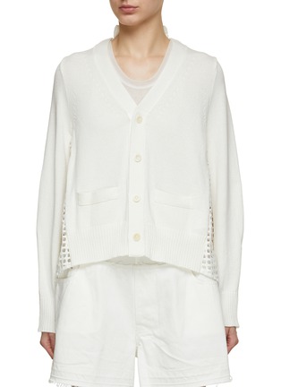 Main View - Click To Enlarge - SACAI - Lace Back Chunky Knit Cardigan