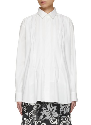 Main View - Click To Enlarge - SACAI - Low Waisted Pleated Poplin Shirt