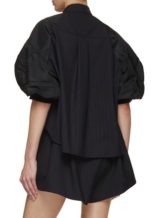 Back View - Click To Enlarge - SACAI - Puff Sleeve Chalk Stripe Button Up Shirt