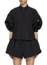 Main View - Click To Enlarge - SACAI - Puff Sleeve Chalk Stripe Button Up Shirt