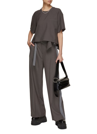 Figure View - Click To Enlarge - SACAI - Wide Leg Suiting Pants With Belt