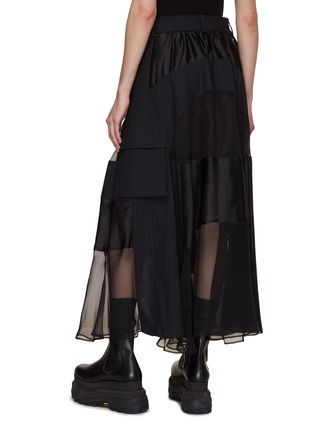 Back View - Click To Enlarge - SACAI - Sheer Panelled Chalk Stripe Maxi Skirt